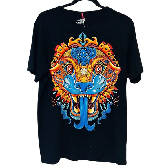 Ay Guey! Men Jaguar Dragon Graphic Shirt Unidos Por Mexico Tongue Snake Tee RARE - Picture 3 of 7
